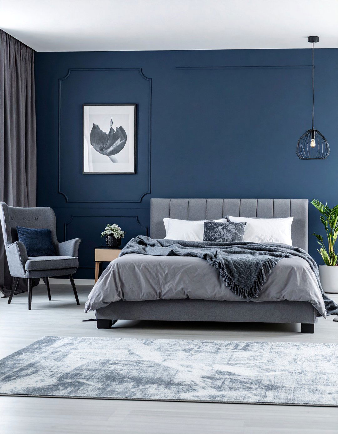 Dark Blue and Cool Grey Color Scheme - 30 Dark Blue Bedroom Ideas for a Serene and Stylish Space