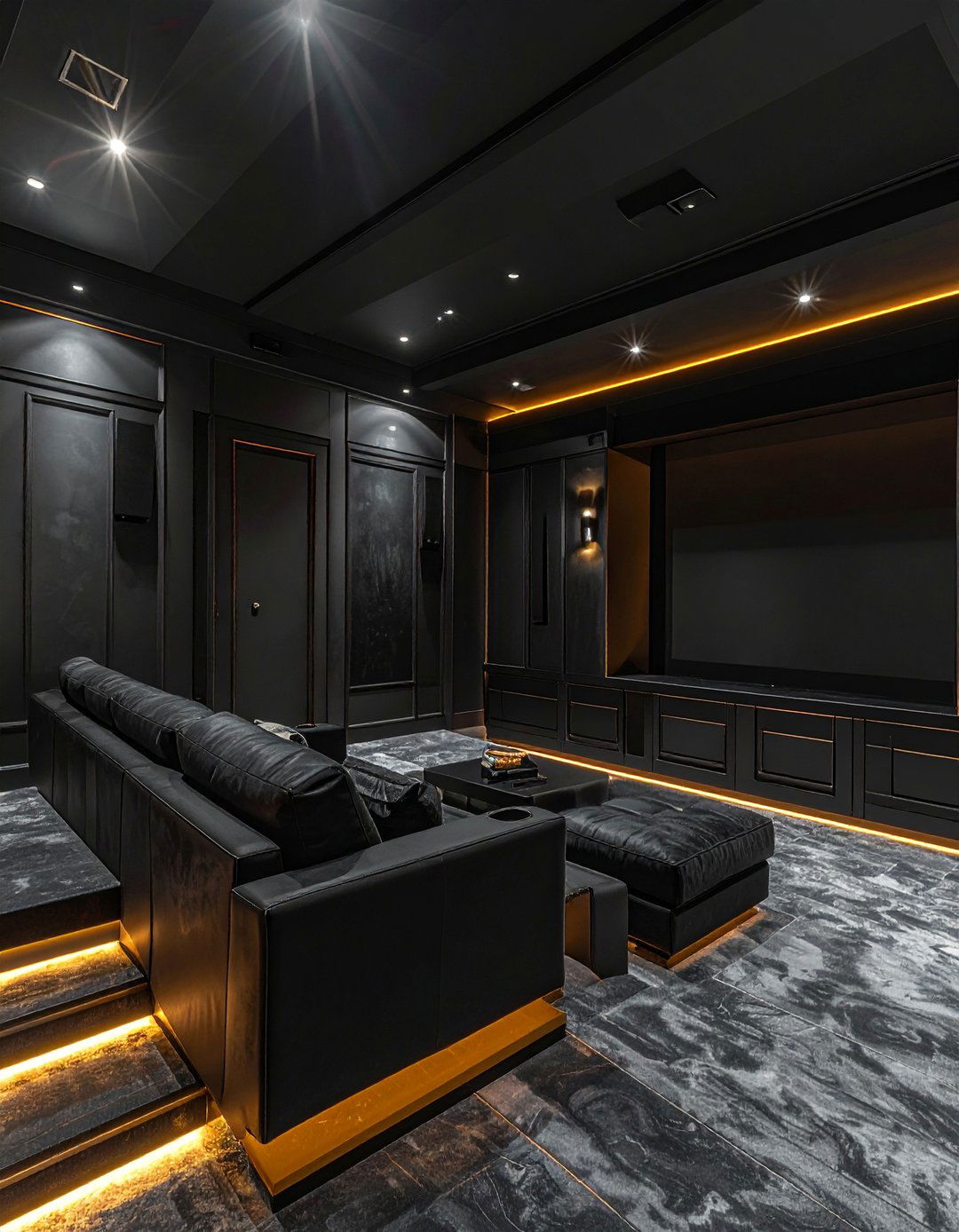 Dark Color Theater Design - 25 Basement Home Theater Ideas for Movie Nights