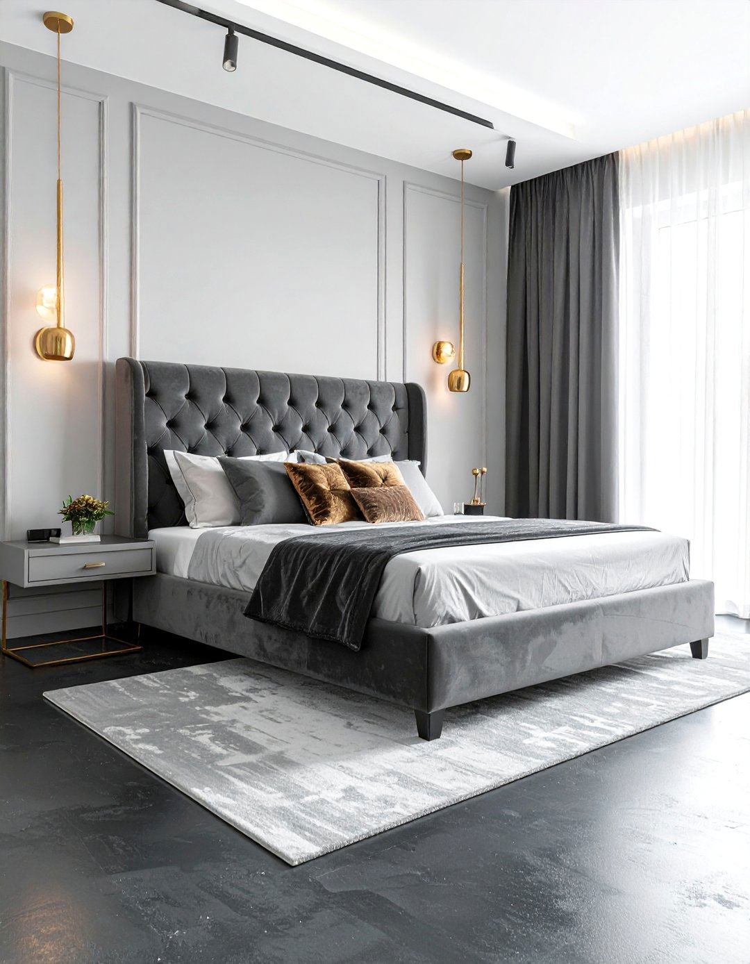 Dark Gray Concrete Floor Bedroom - 20 Concrete Floor Bedroom Ideas for a Sleek Look