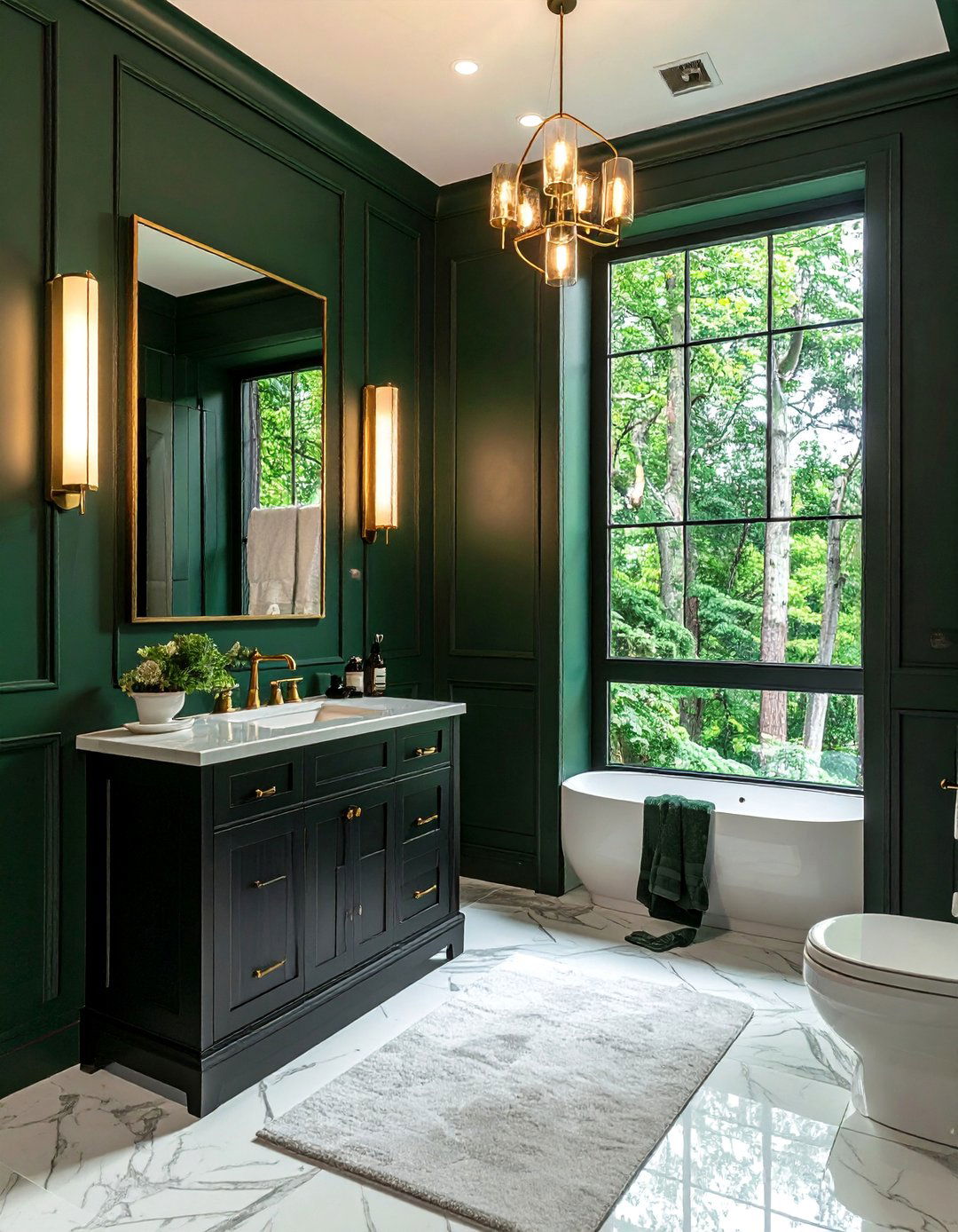 Dark Green Small Powder Room - 20 Small Green Bathroom Ideas for a Fresh Look