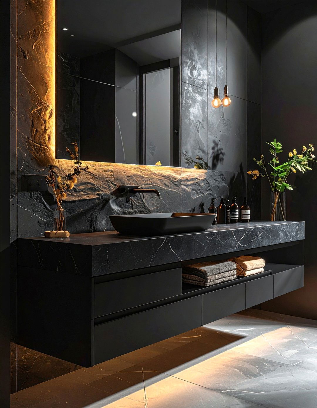 Dark Moody Bathroom Countertops - 20 Bathroom Countertop Ideas for a Functional and Stylish Space