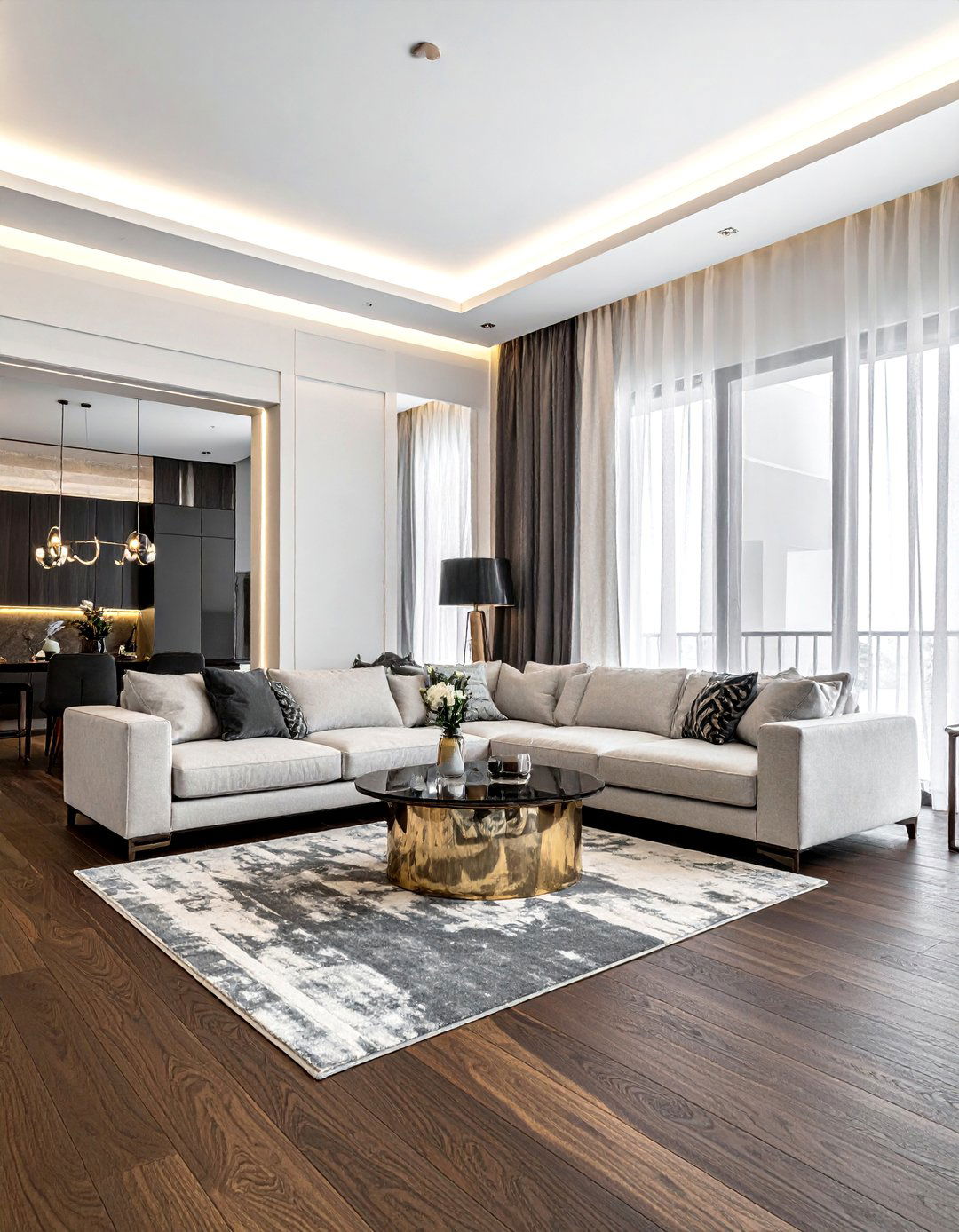 Dark Stained Walnut Living Room Floor - 25 Beautiful Living Room Wood Floor Ideas