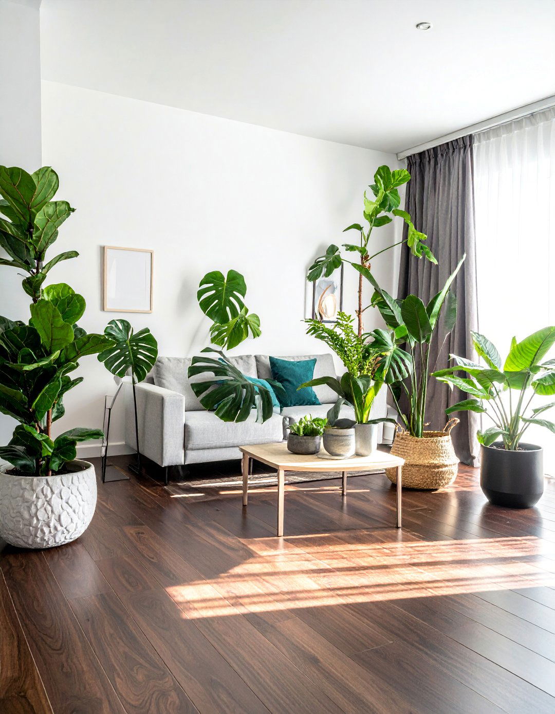 Dark Walnut Floors and Indoor Plants - 20 Dark Walnut Floors for Stylish Room Designs