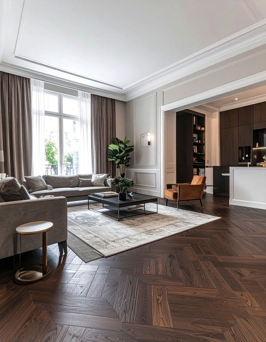 Dark Walnut Floors in a Herringbone Pattern - 20 Dark Walnut Floors for Stylish Room Designs