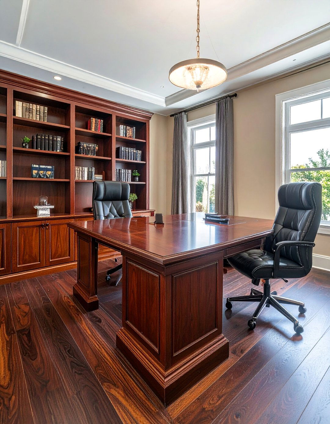 Dark Walnut Floors in a Home Office for a Professional Look - 20 Dark Walnut Floors for Stylish Room Designs