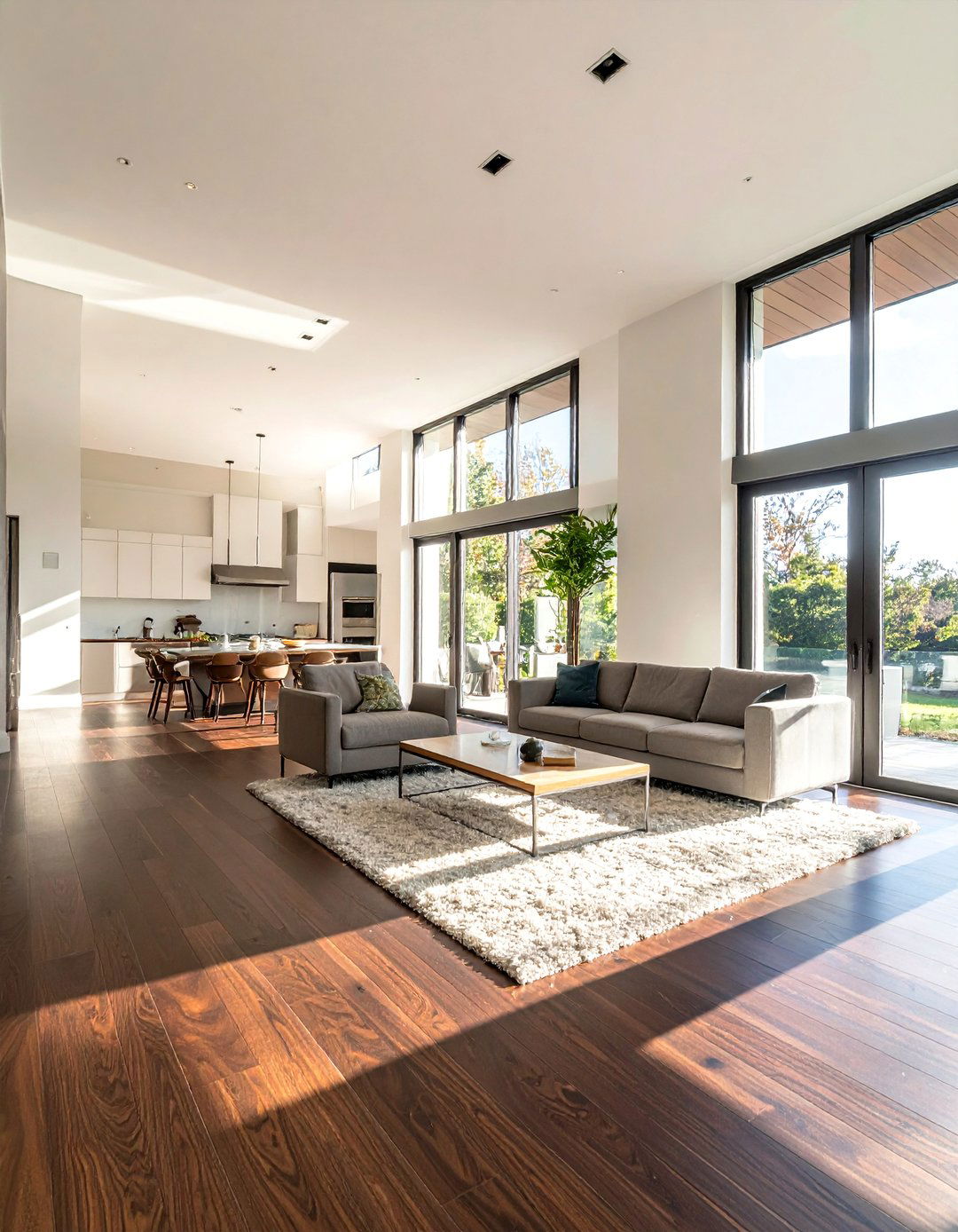 Dark Walnut Floors in a Sunlit Open Concept Living Area - 20 Dark Walnut Floors for Stylish Room Designs