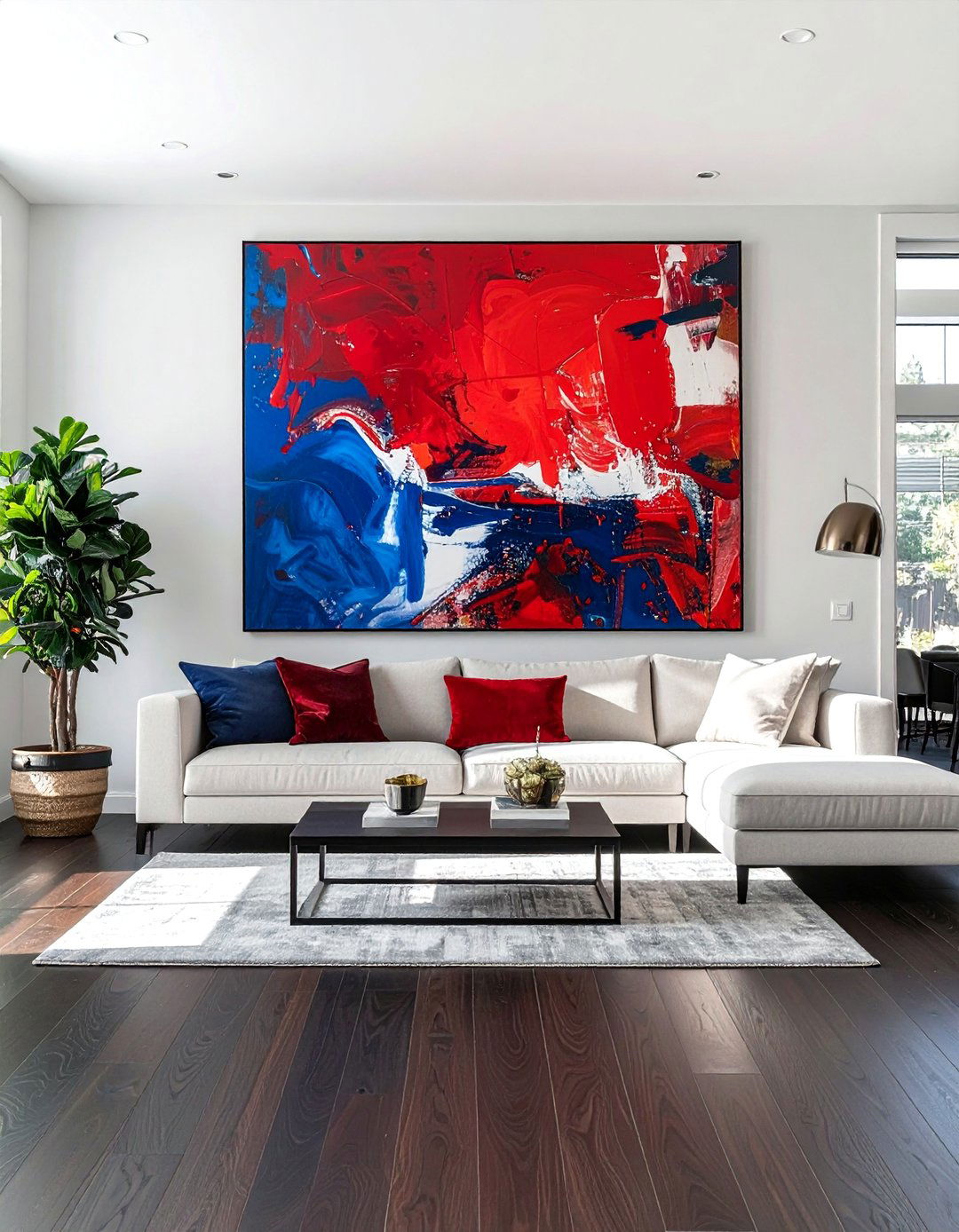 Dark Walnut Floors with Bold Colorful Artwork - 20 Dark Walnut Floors for Stylish Room Designs