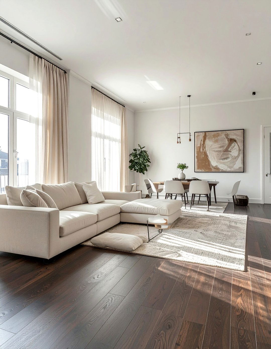 Dark Walnut Floors with Crisp White Walls - 20 Dark Walnut Floors for Stylish Room Designs