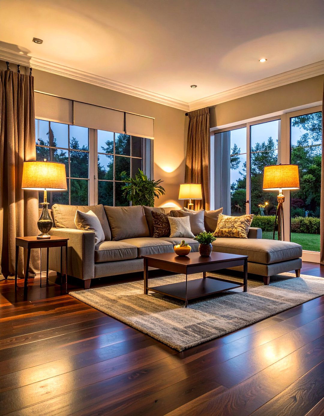 Dark Walnut Floors with Warm Ambient Lighting - 20 Dark Walnut Floors for Stylish Room Designs