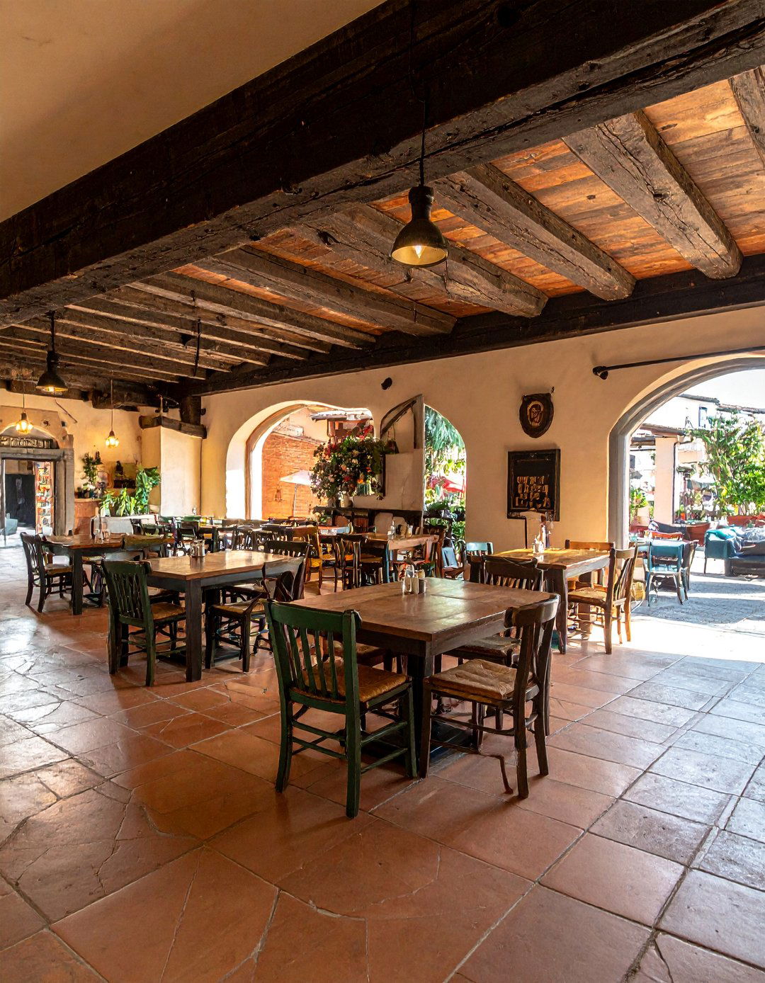 Dark Wood Beams and Furniture - 20 Italian Restaurant Decor Ideas for an Authentic Ambiance