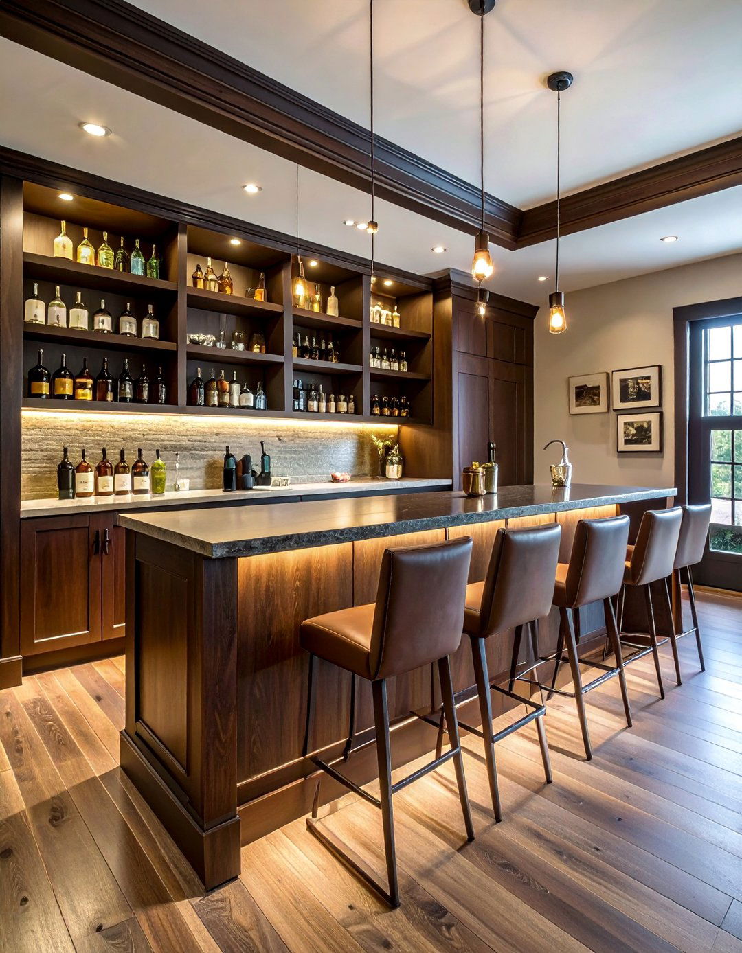 Dark Wood Home Bar Area - 20 Dark Wood Interior Design Ideas for Your Home