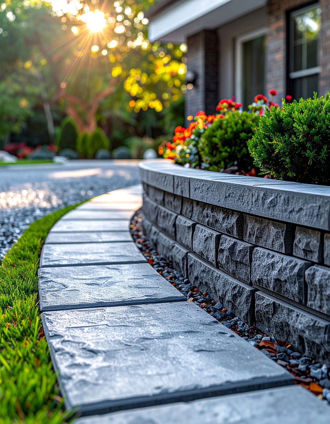 Decorative Concrete Blocks - 25 Gravel Driveway Edging Ideas for a Polished Finish