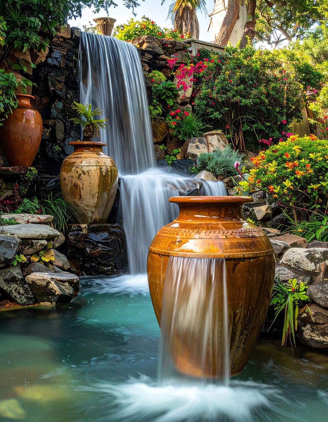 Decorative Urn Waterfall Collection - 15 Pondless Waterfall Ideas for Low-Maintenance Beauty