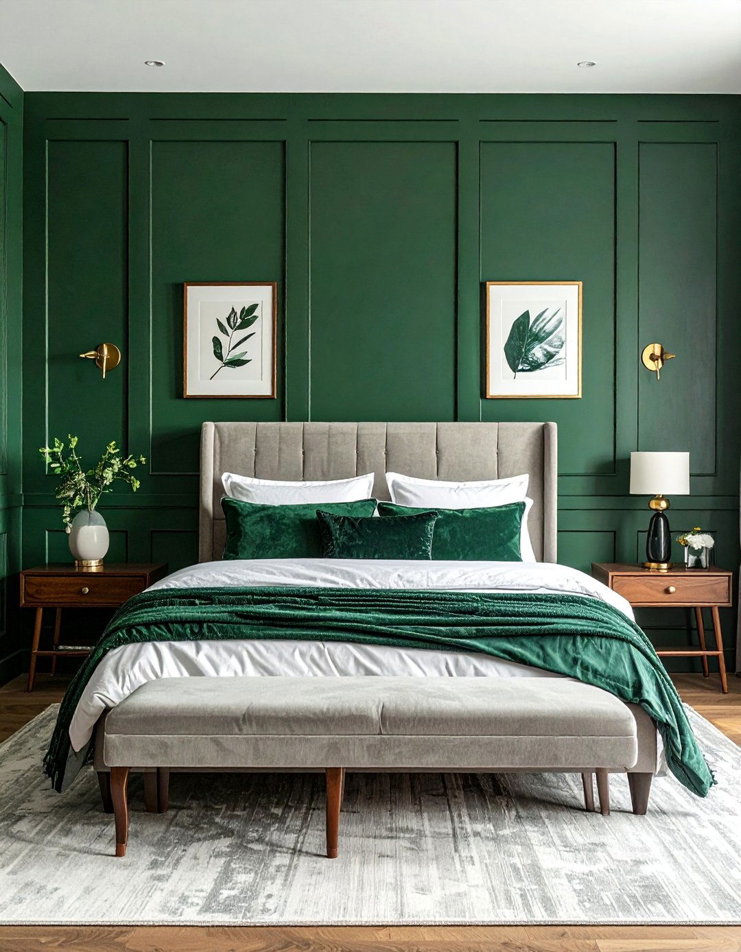 Deep Forest Green Board and Batten Panelling - 20 Green Panelling Bedroom Ideas for a Fresh Look