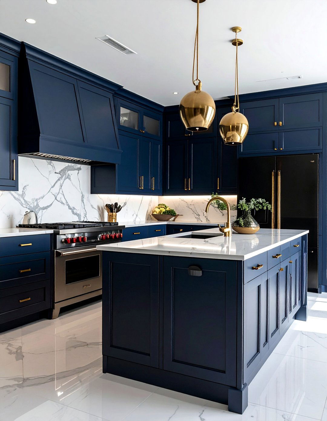 Deep Navy Blue Cabinets With Black Appliances - 20 What Color Cabinets Go With Black Appliances Ideas