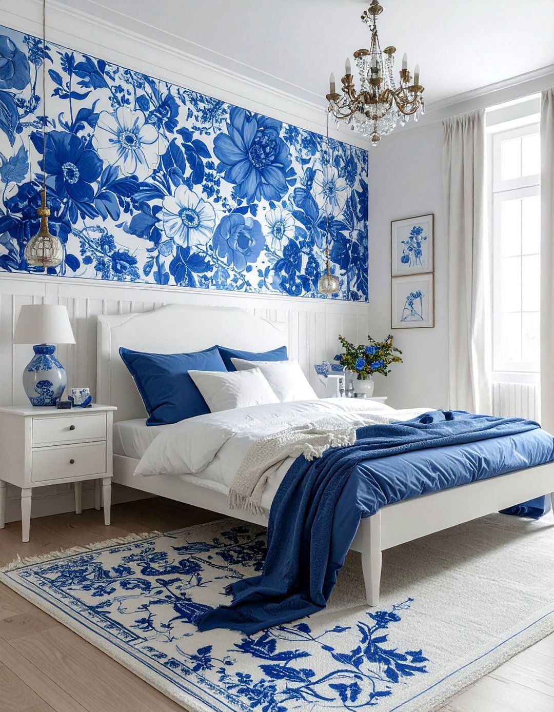 Delft Blue Tile Inspired Bedroom - 25 Blue and White Bedroom Ideas for a Calm Retreat