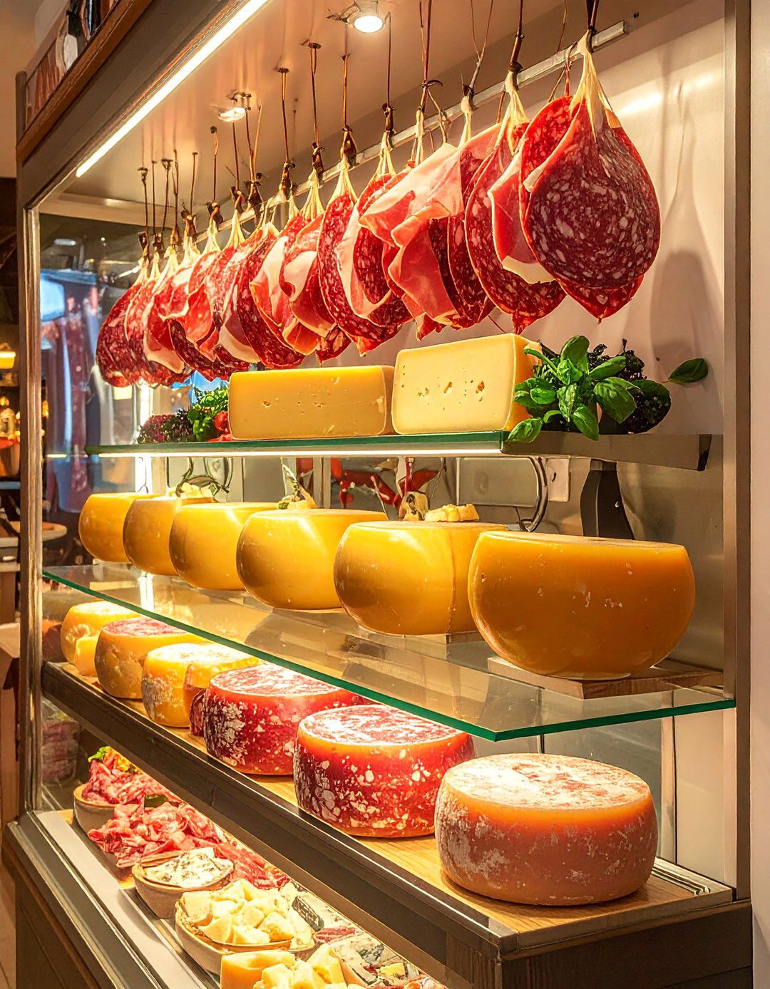 Displays of Cured Meats and Cheeses - 20 Italian Restaurant Decor Ideas for an Authentic Ambiance