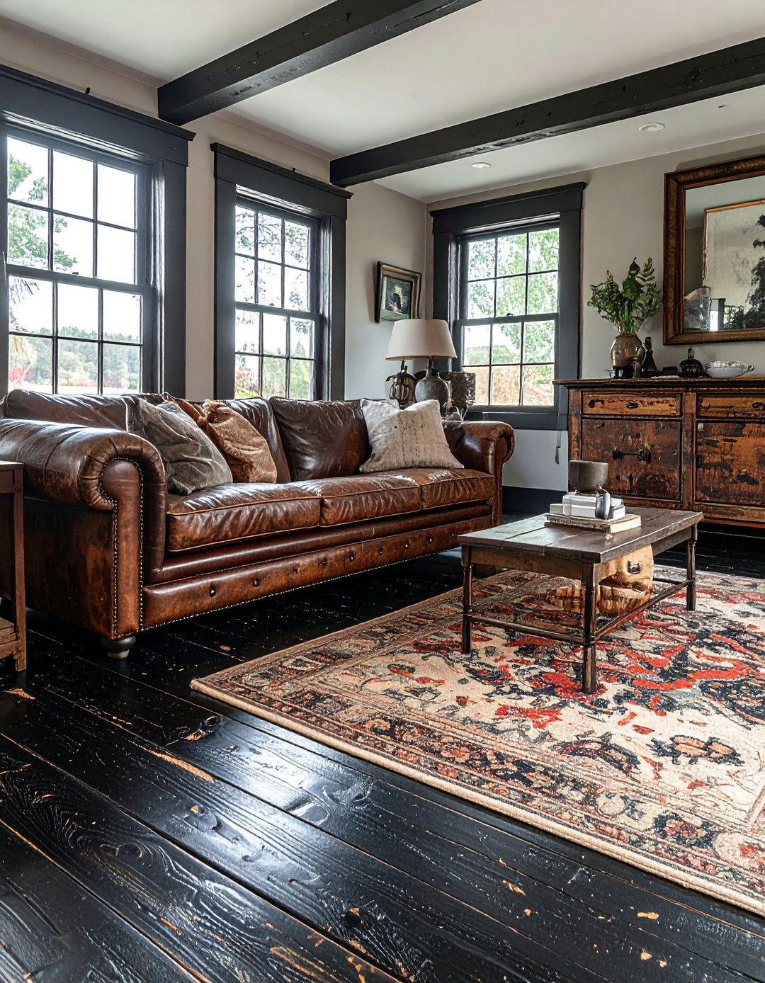 Distressed Black Wood Floor Living Room - 25 Black Floor Living Room Ideas for a Dramatic Look