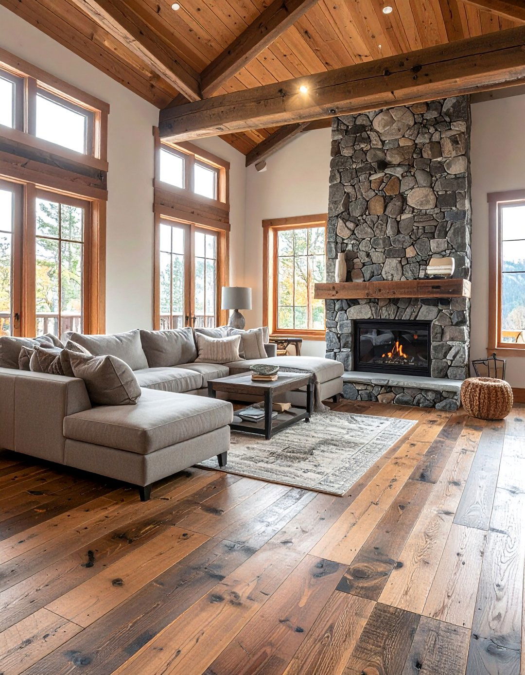 Distressed Hickory Living Room Floor - 25 Beautiful Living Room Wood Floor Ideas