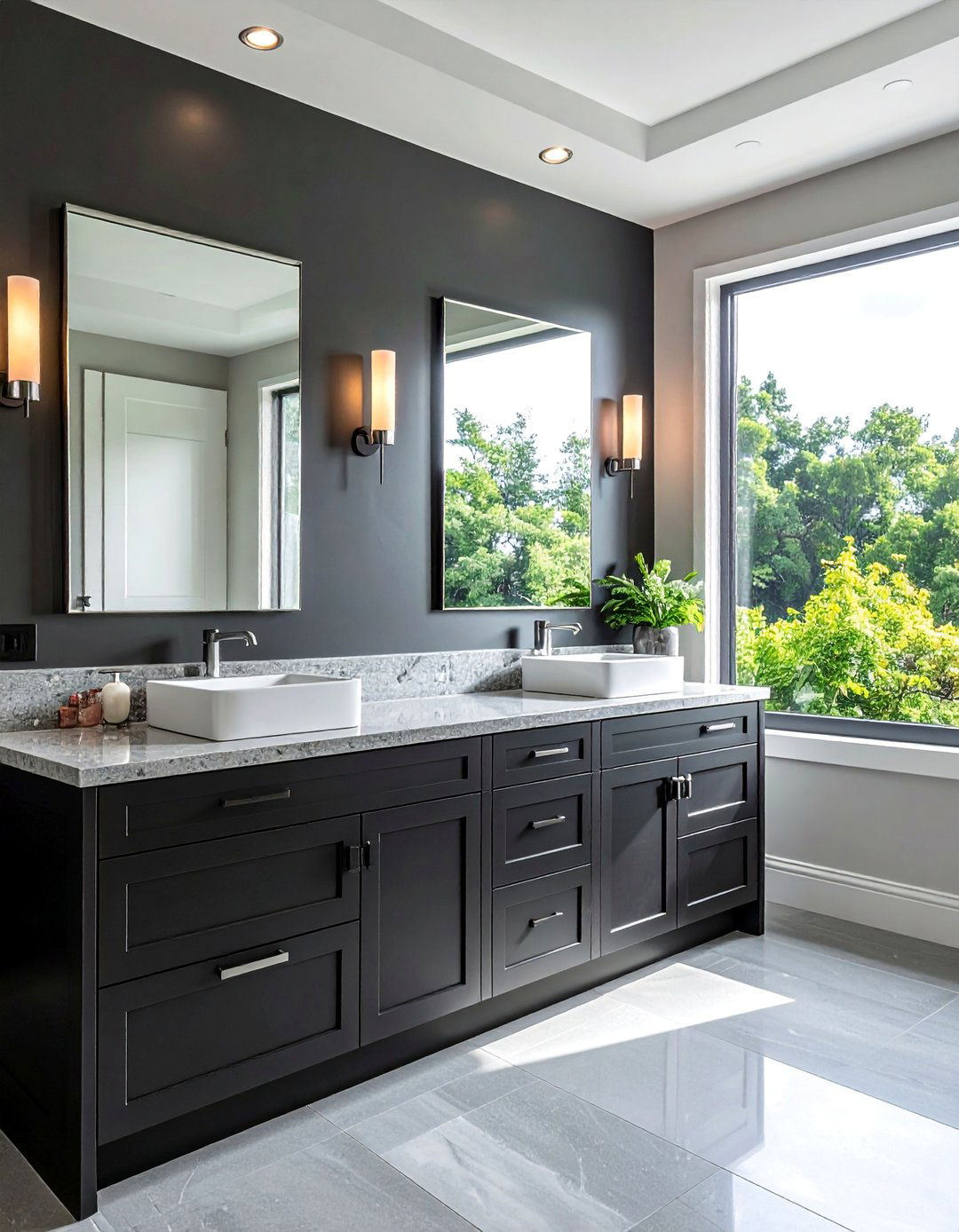 Double Black Vanity for Shared Spaces - 20 Black Vanity Bathroom Ideas for a Modern Touch