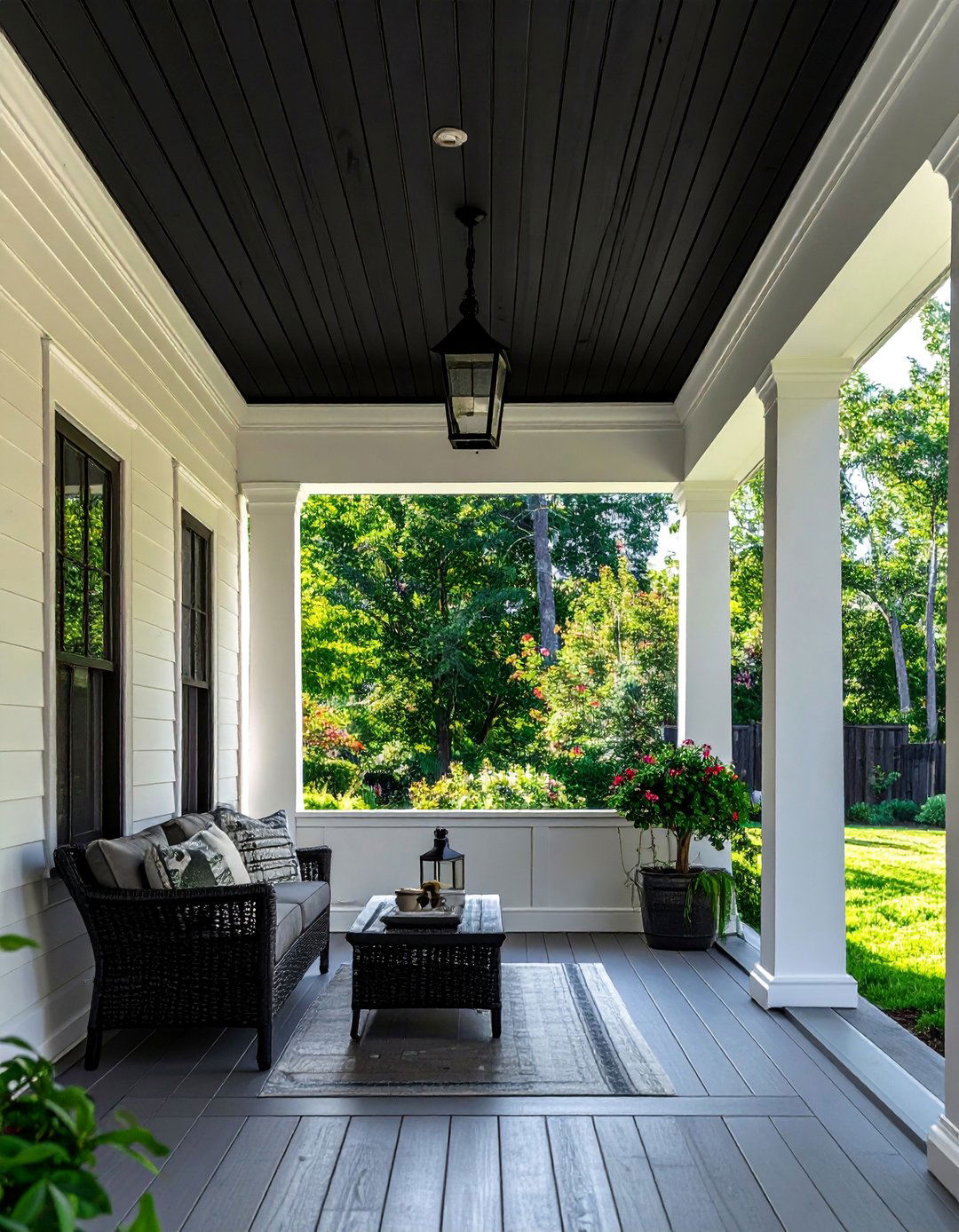 Dramatic Black Porch Ceiling - 15 Black Porch Ideas to Elevate Your Outdoor Space