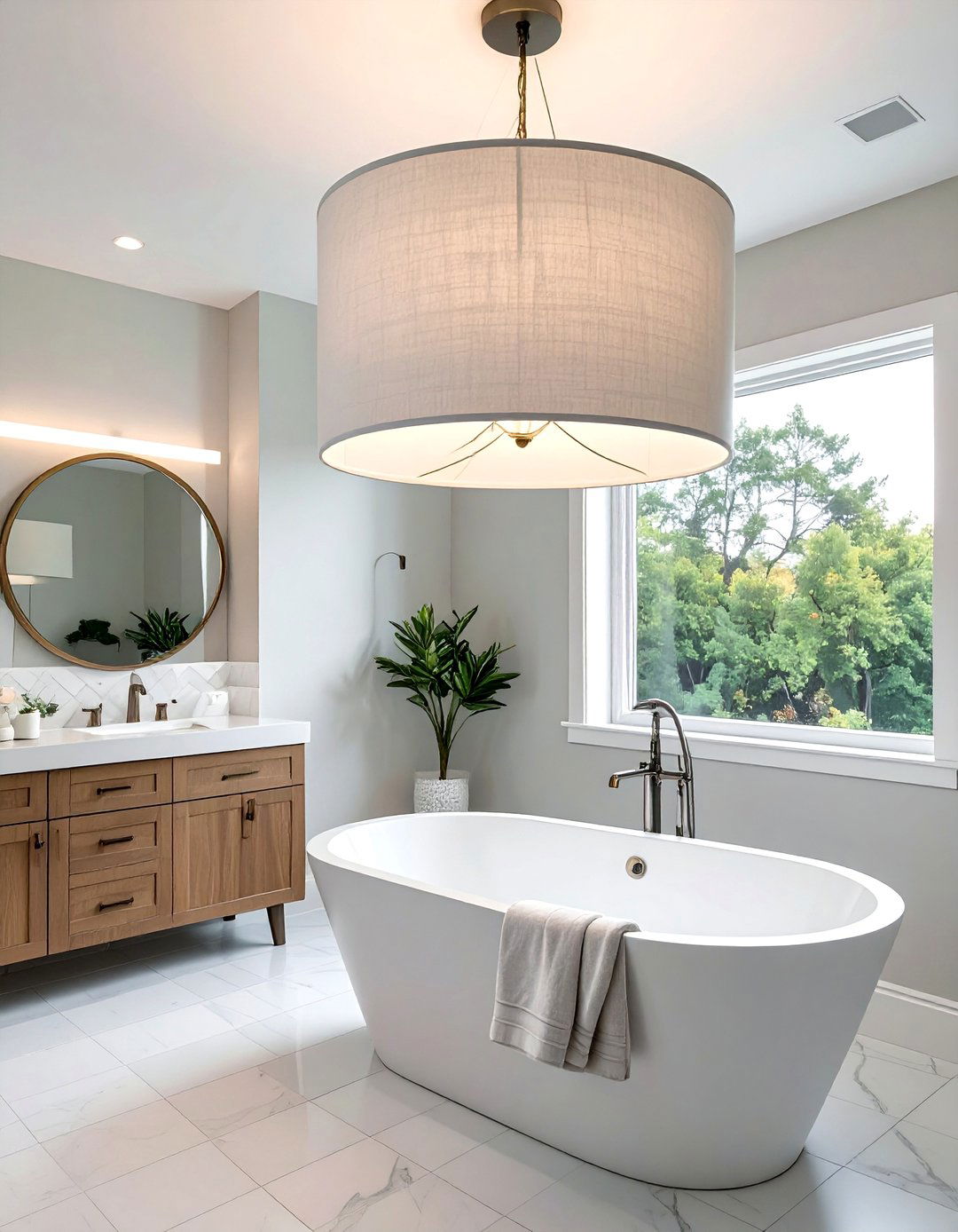 Drum Shade Bathroom Chandelier - 20 Bathroom Chandelier Ideas for a Luxurious Touch