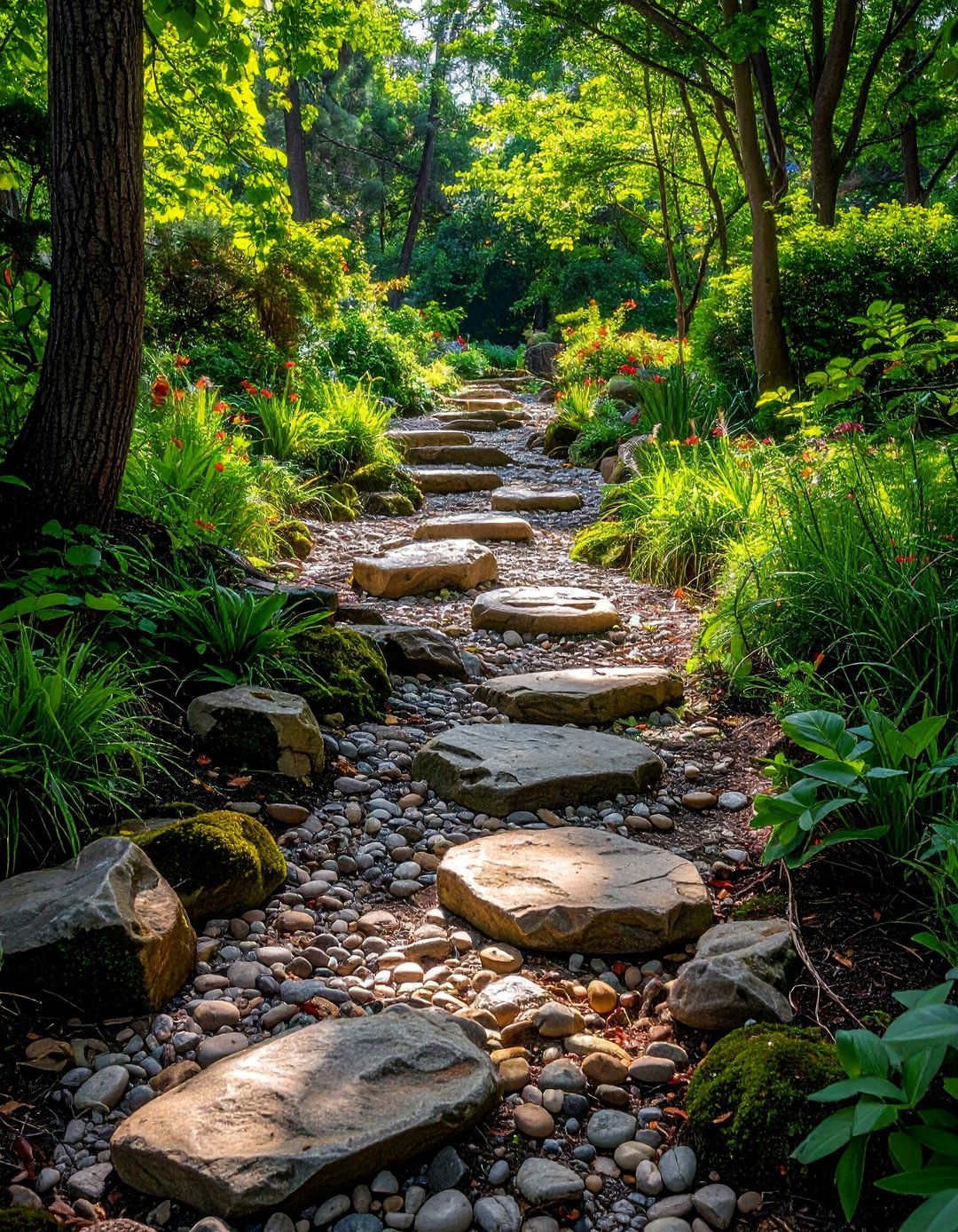 Dry Creek Bed Pathway - 20 Woodland Garden Path Ideas for a Natural and Serene Look