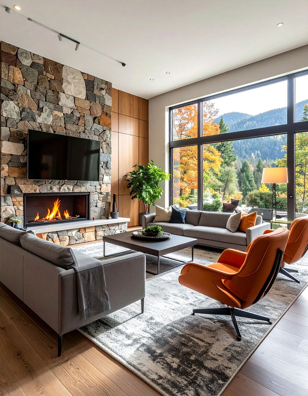 Dual Focal Point Balance - 25 Functional Living Room Layout Ideas