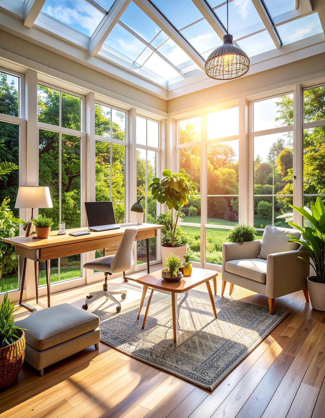 Dual Purpose Sunroom Office and Lounge Area - 20 Sunroom Office Ideas for a Productive and Inspiring Workspace