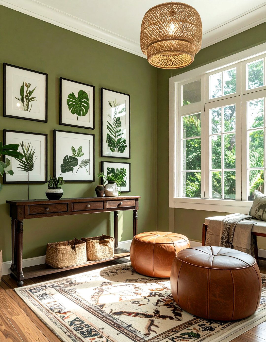 Earthy Olive Green Sunroom - 20 Sunroom Color Ideas to Brighten Your Indoor-Outdoor Space