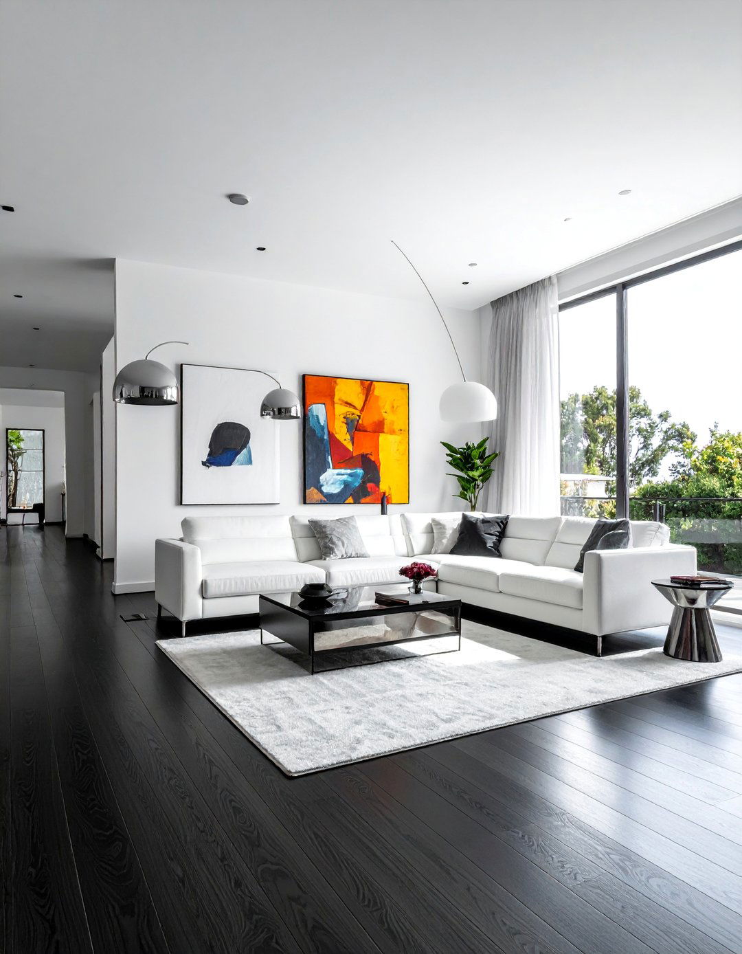 Ebonized Black Wood Living Room Floor - 25 Beautiful Living Room Wood Floor Ideas