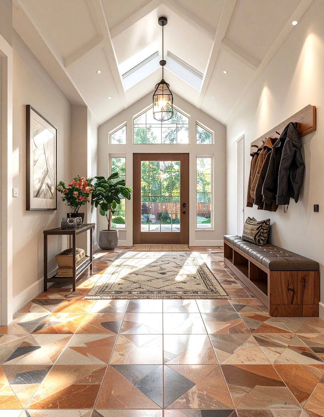 Entryway Design with Geometric Floor Patterns - 15 Prairie-style Interior Design Ideas for a Serene Home
