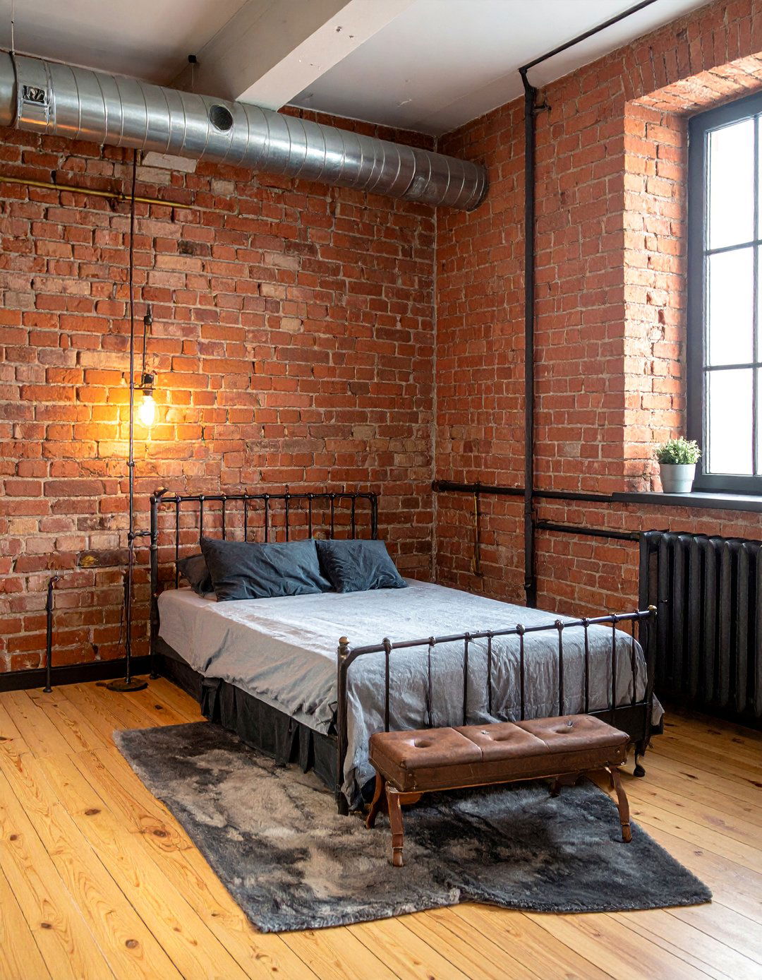 Exposed Brick Wall Features - 15 Steampunk Bedroom Ideas for a Unique Industrial Look