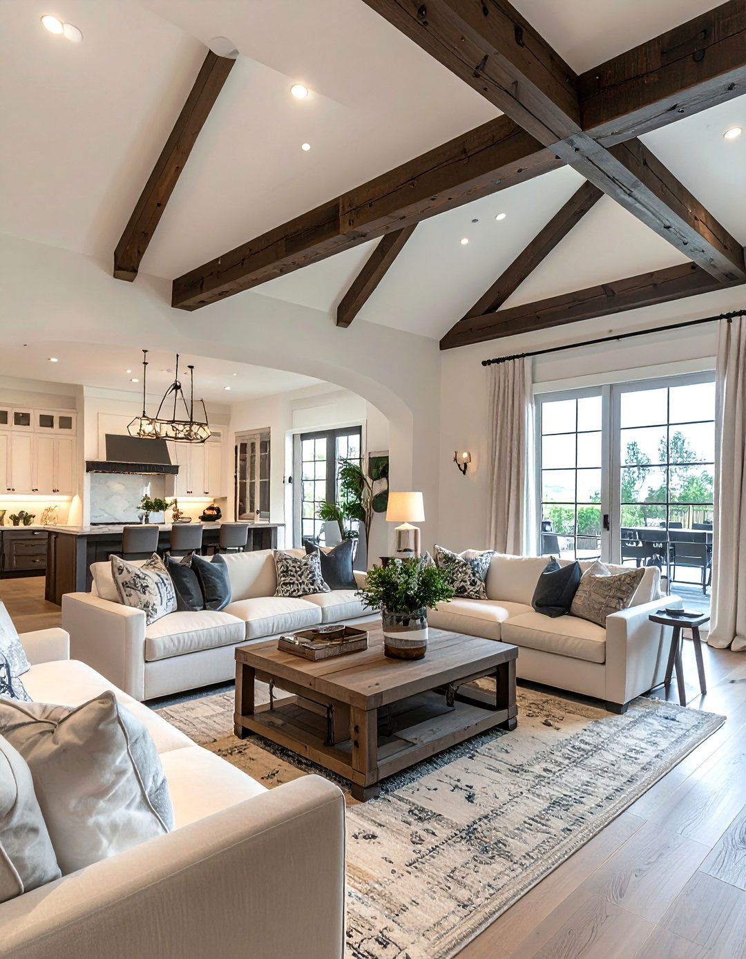 Exposed Wood Ceiling Beams - 25 Joanna Gaines Living Room Ideas for Farmhouse Style
