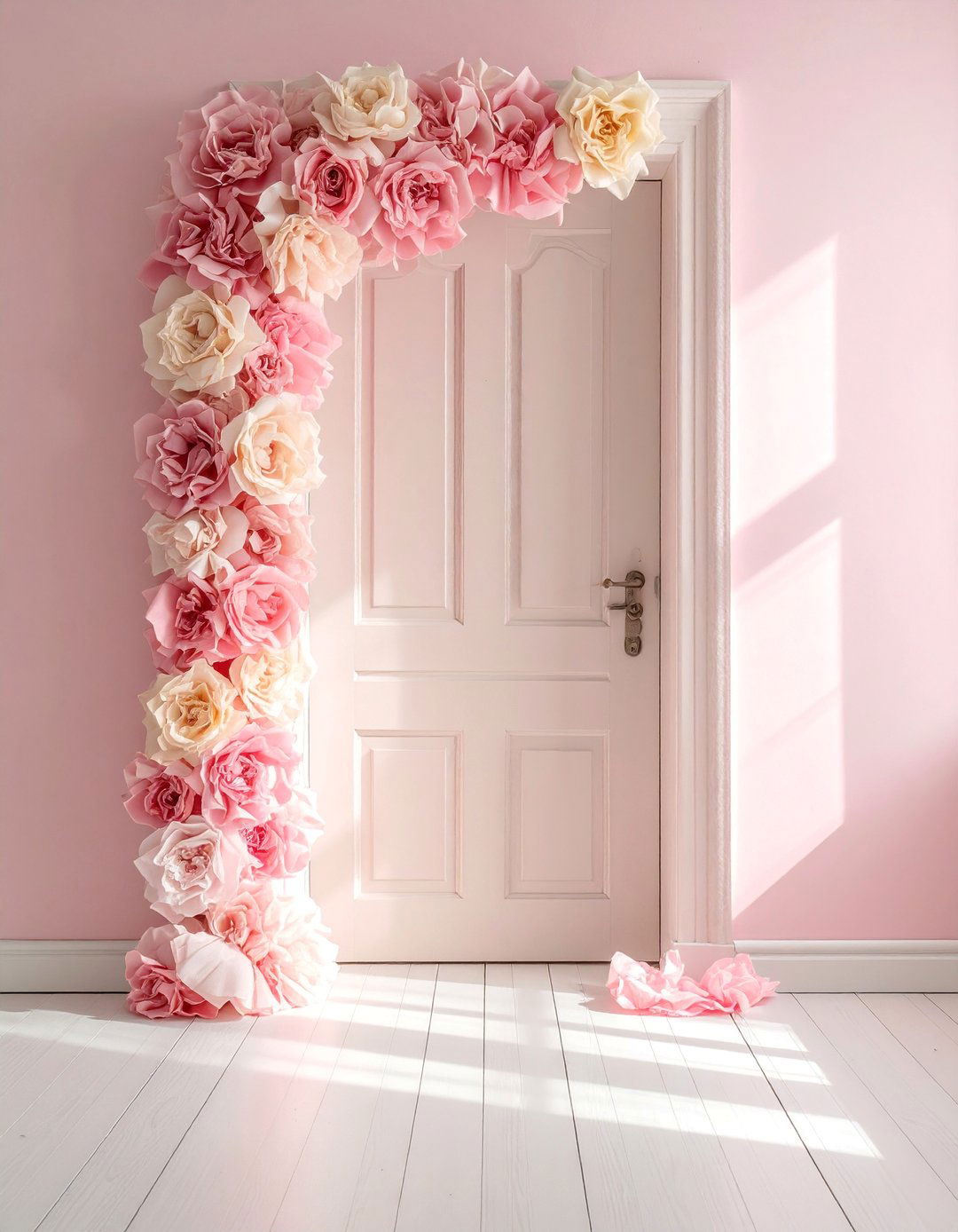 Fabric Rosette Clustering - 25 Bedroom Door Decorating Ideas to Add Personality