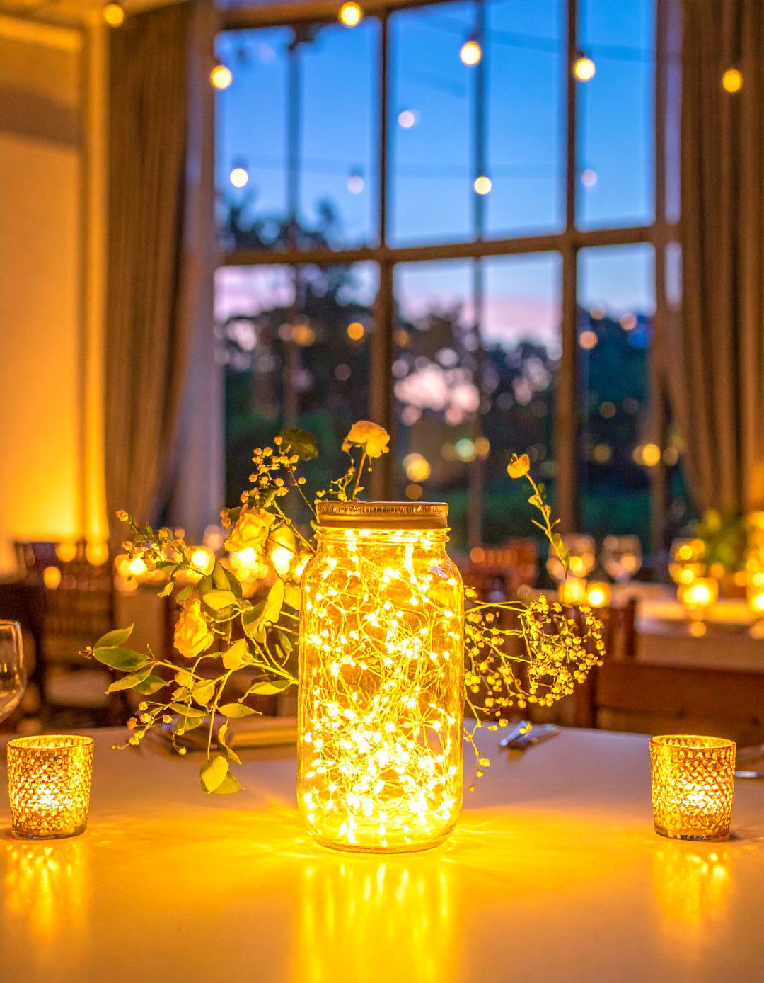 Fairy Light Jar Collections - 30 Rehearsal Dinner Centerpiece Ideas for a Memorable Event