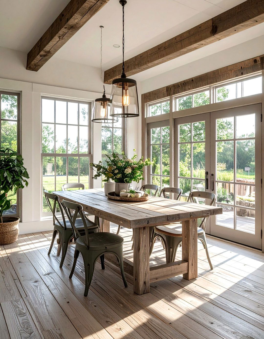 Farmhouse Rustic Dining Space - 25 Sunroom Dining Room Ideas for a Bright Space