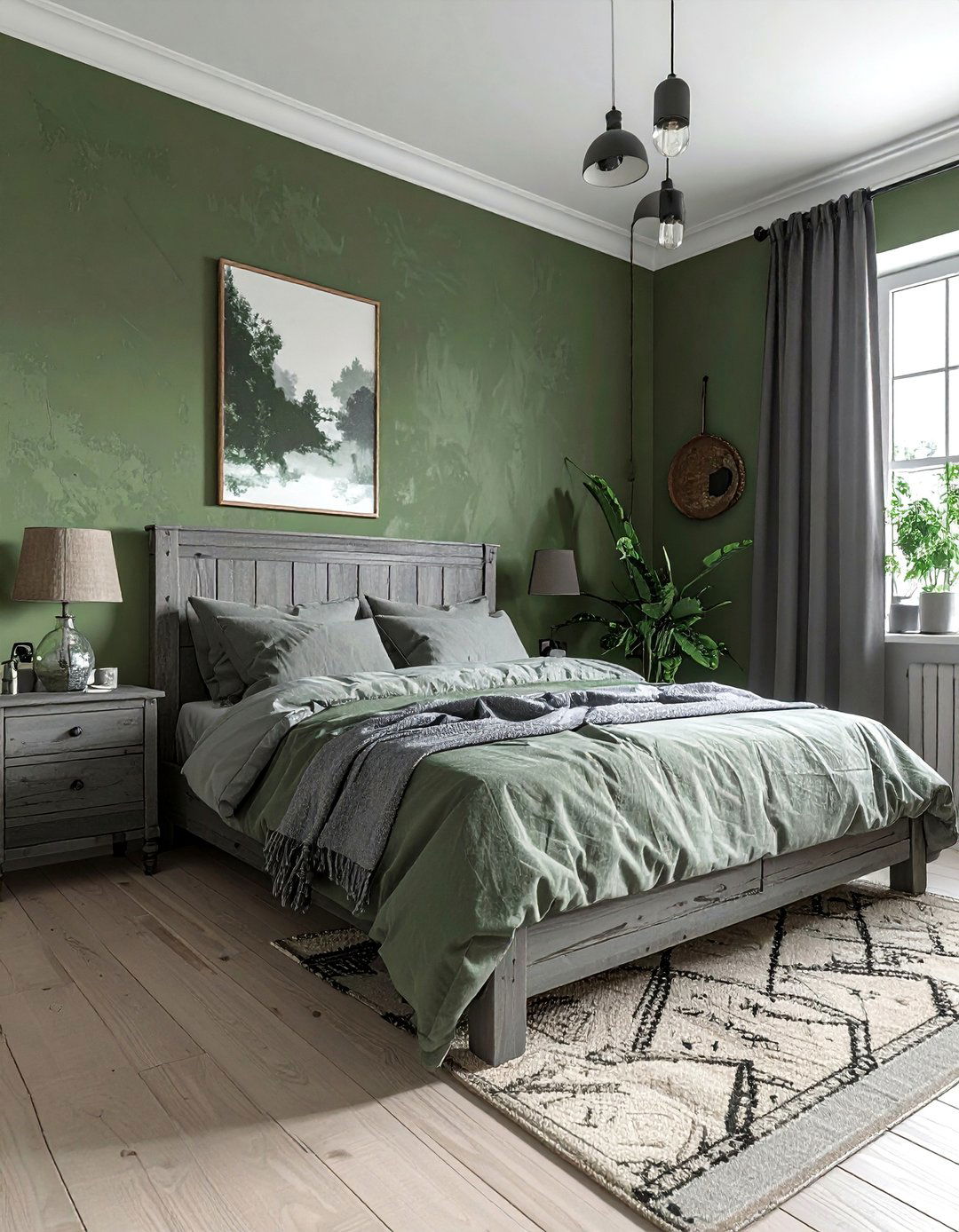 Farmhouse Style with Muted Green and Weathered Grey - 20 Green and Grey Bedroom Ideas for a Serene Retreat
