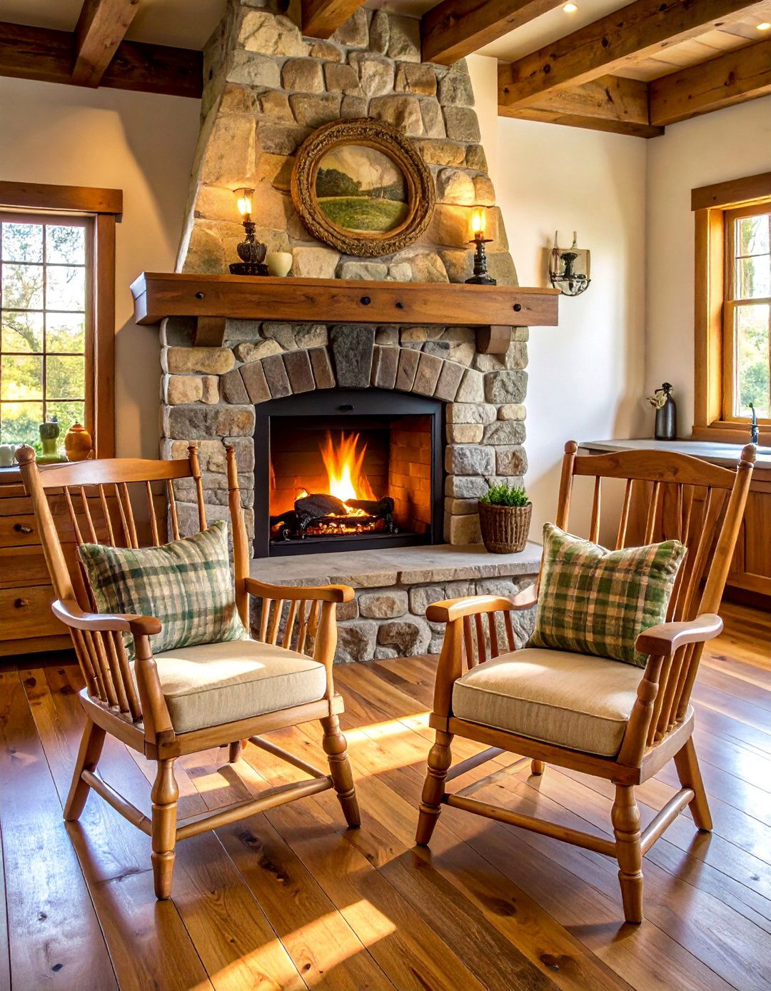 Farmhouse Windsor Chair Pairs - 20 Cozy Chairs in Front of Fireplace Ideas for Your Home