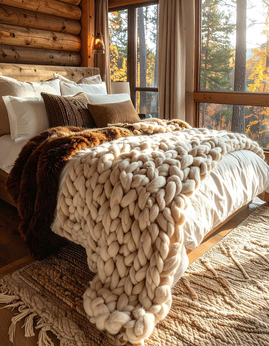 Faux Fur and Natural Fiber Textiles - 20 Forest-Themed Bedroom Ideas for a Nature-Inspired Retreat