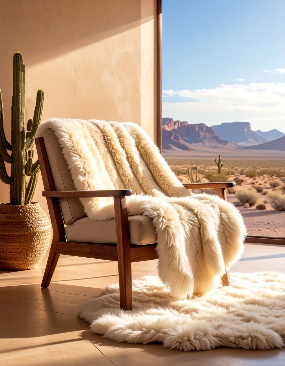 Faux Sheepskin Throws and Rugs - 20 Desert-Themed Room Ideas for a Unique Aesthetic