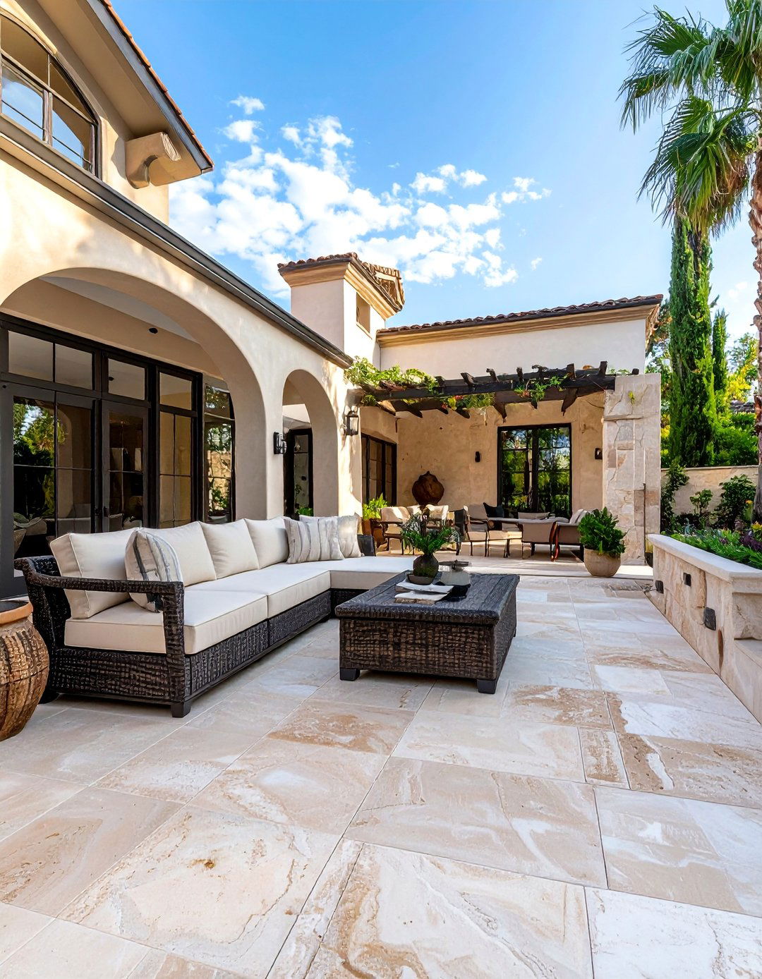Faux Travertine Stamped Concrete Patio - 40 Stamped Concrete Patio Ideas for Stylish Outdoor Spaces