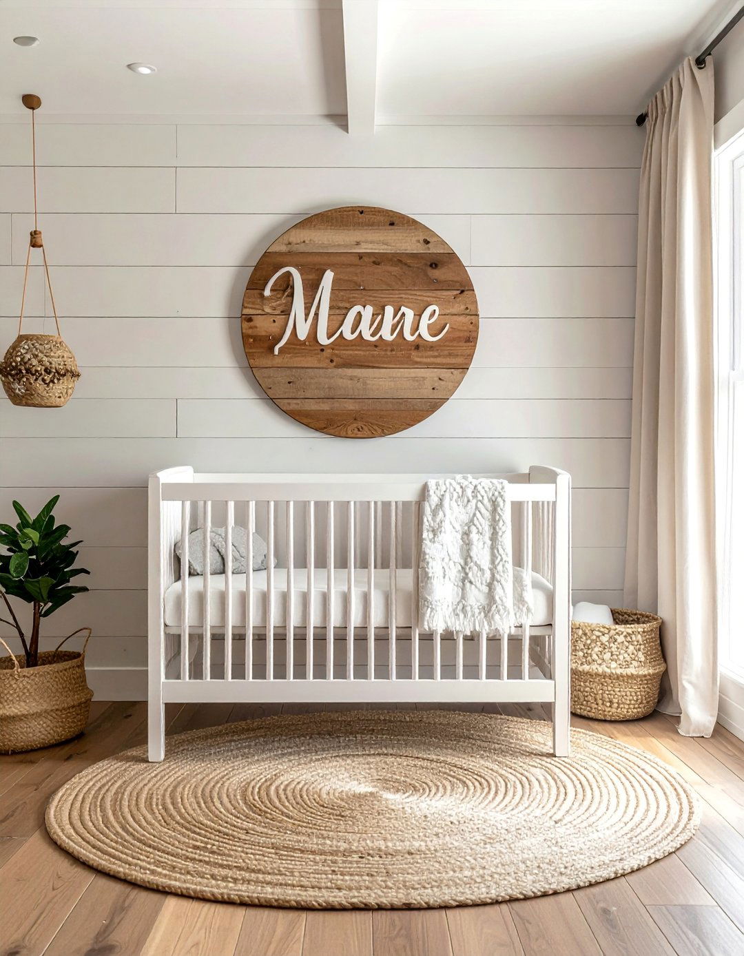 Featuring a Personalized Wooden Name Sign - 15 Farmhouse Nursery Ideas for a Cozy and Charming Space