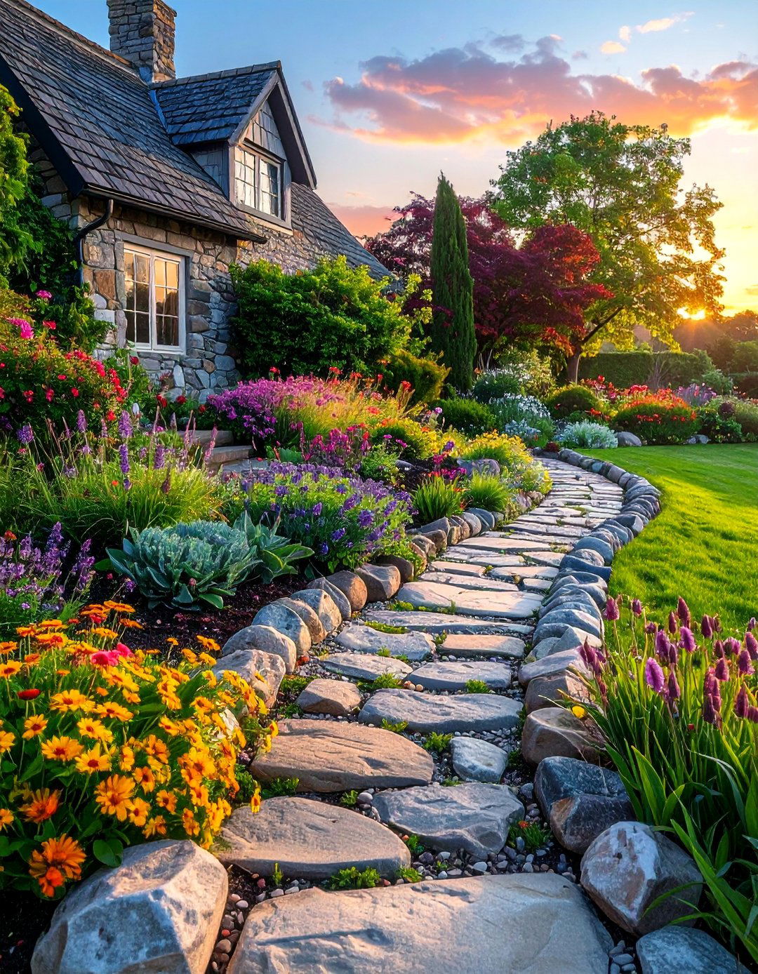 Fieldstone Borders - 40 Stone Landscaping Ideas for a Beautiful Outdoor Space