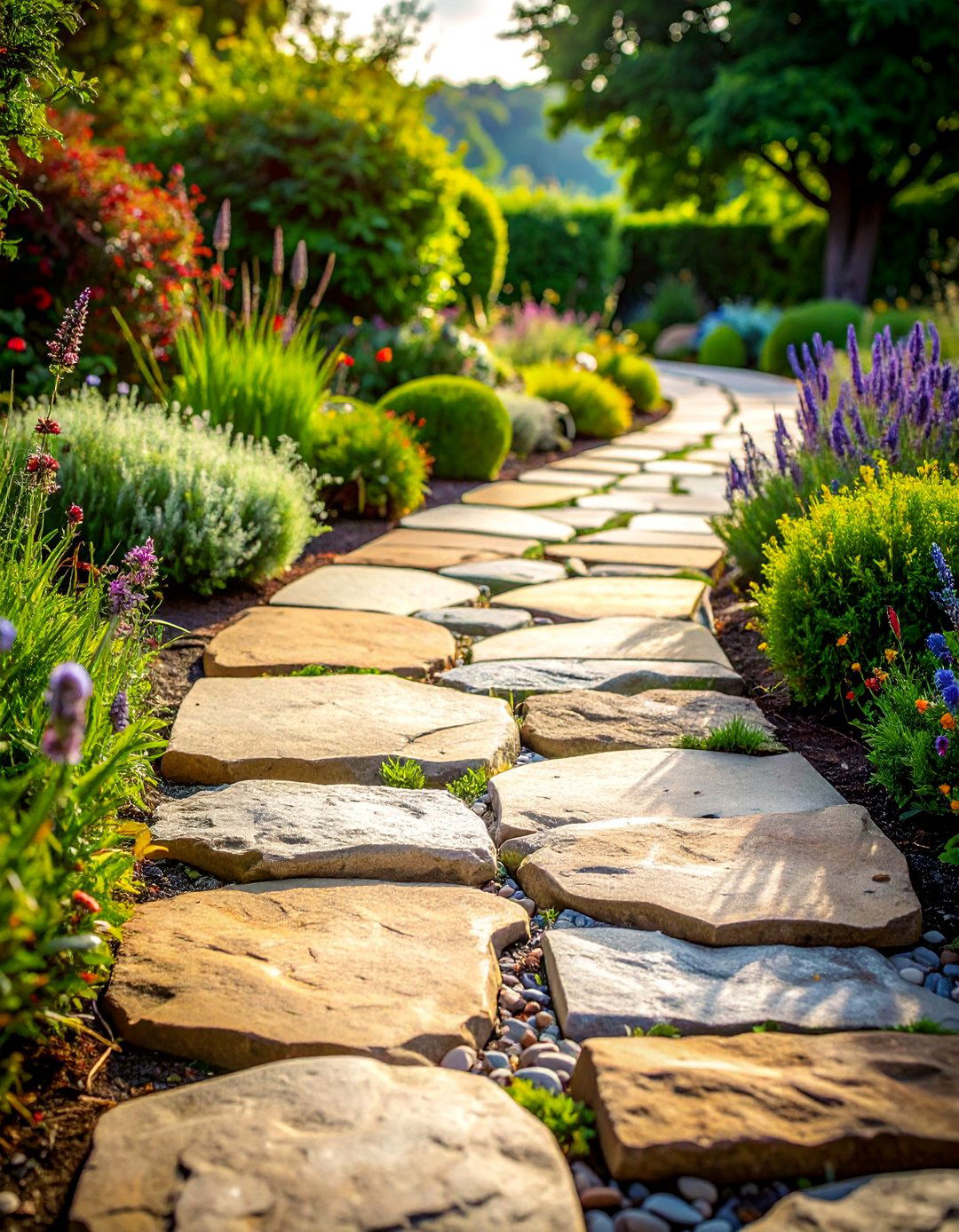 Fieldstone Curved Pathways - 25 Curved Walkway Ideas for a Unique Outdoor Space