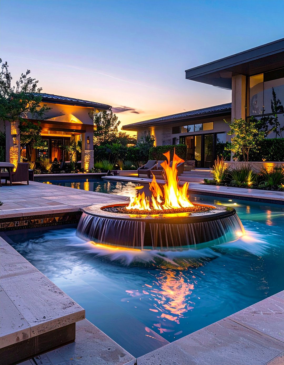 Fire and Water Combinations - 15 Pool Fountain Ideas for a Luxurious Backyard Oasis