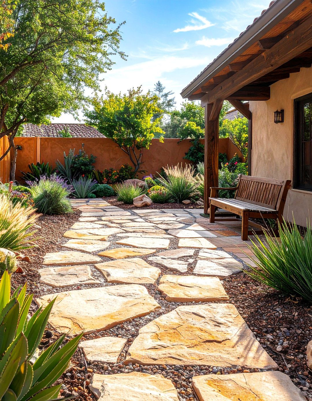 Flagstone Patios and Walkways - 20 Southwest Landscaping Ideas for Your Front Yard