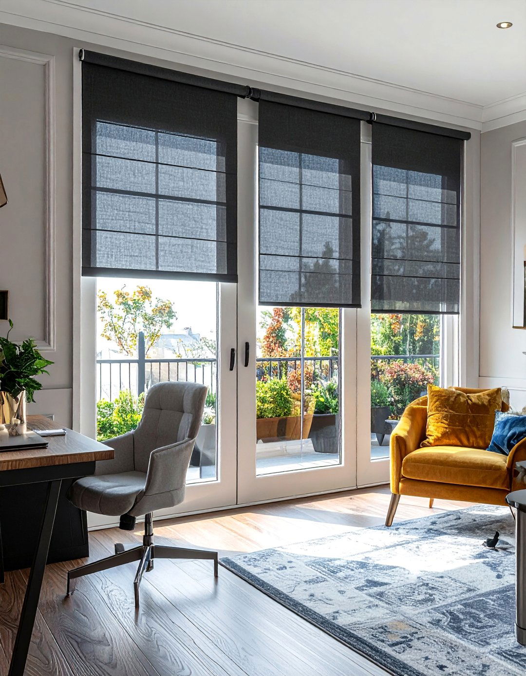 Flat Panel Roman Shades - 20 Window Treatments for French Doors to Add Style