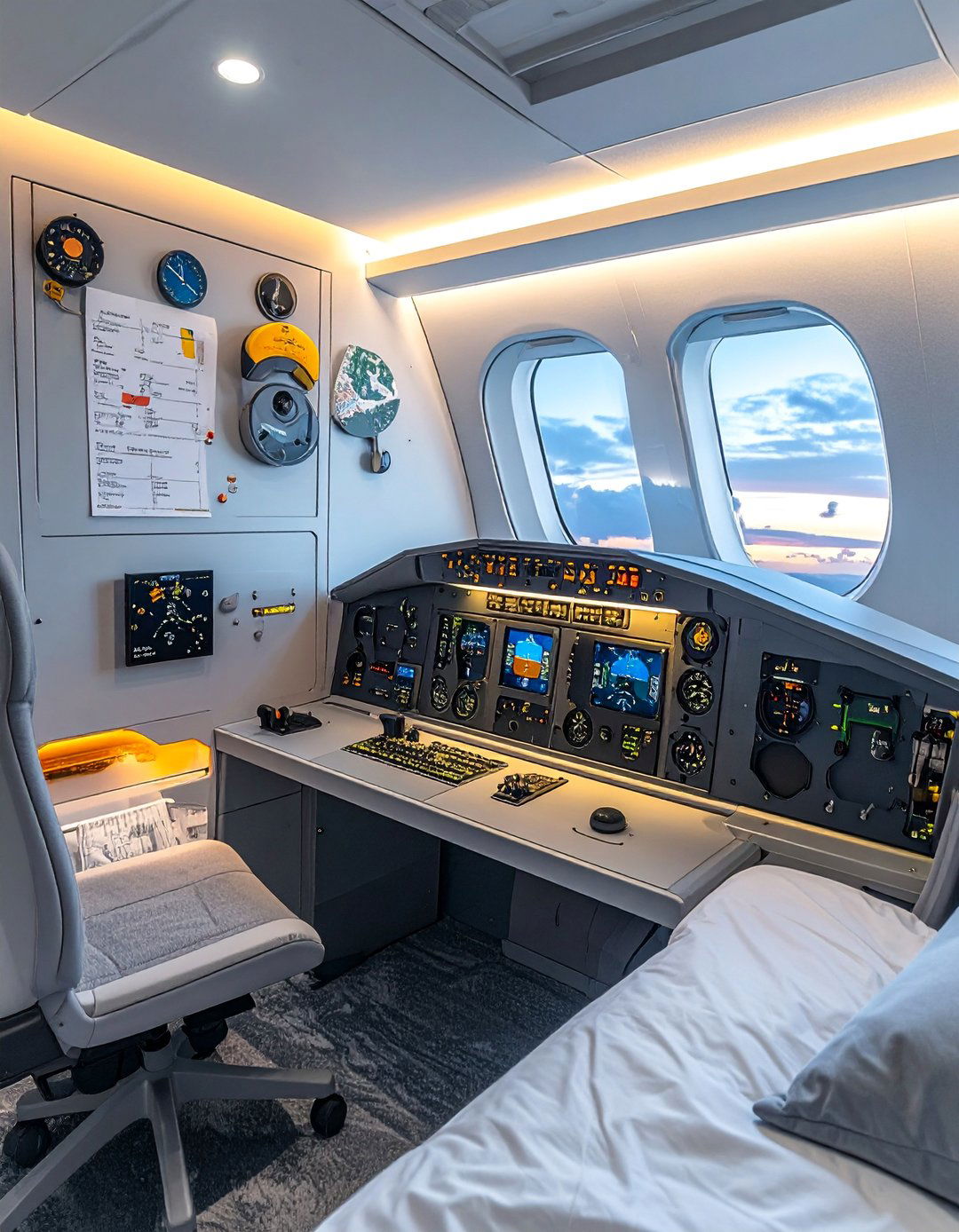 Flight Control Panel Desk Area - 20 Airplane Bedroom Decor Ideas for Kids' Rooms