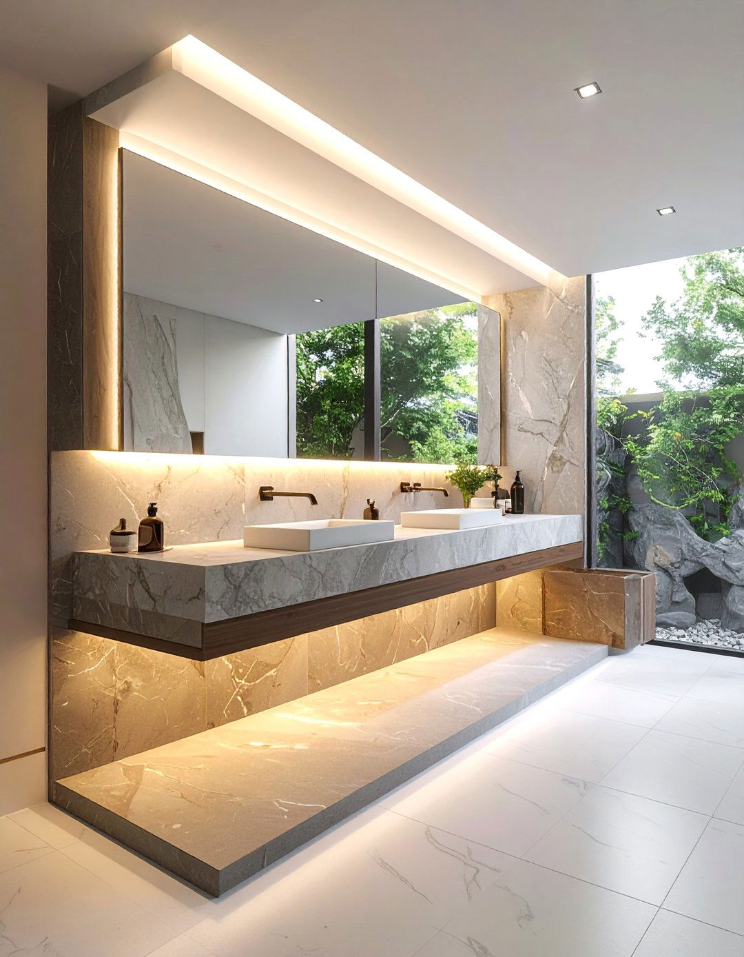 Floating Half Walls - 20 Bathroom Partition Ideas to Maximize Space and Privacy